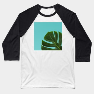 Monstera Leaf on sky ocean blue Background- Tropical Plant Vibe Baseball T-Shirt